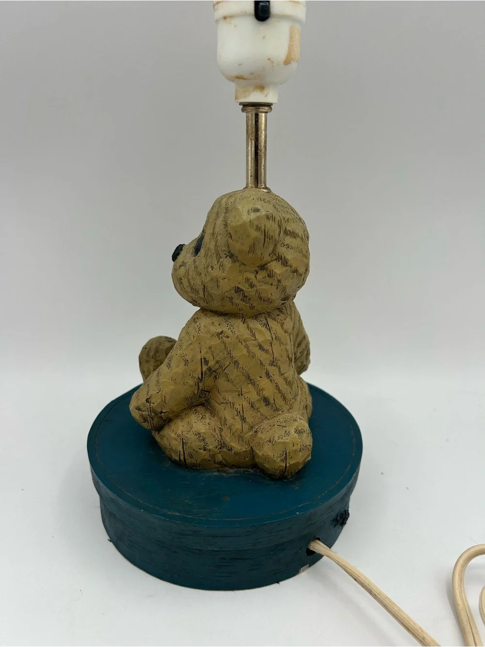 Vintage Teddy Bear Lamp Carved Wooden Resin Children's Nursery Room RARE